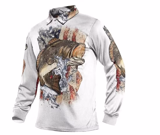Novo design personalizado camisa de pesca mangas compridas roupas de pesca no atacado