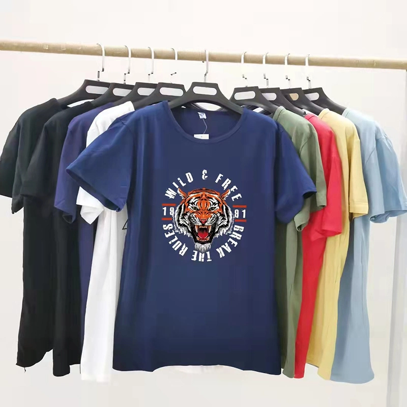 Wholesale Cheap Stock Summer Good Quality Cotton Printed Design Casual Fashion Oversize Round Neck Low Price Shirt Tshirt T-Shirt Tee Shirts T Shirt Plain Tshir