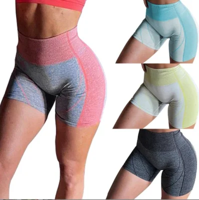 Mulheres sem costura linha brilhante compressão calças de fitness yoga correndo shorts de ginástica