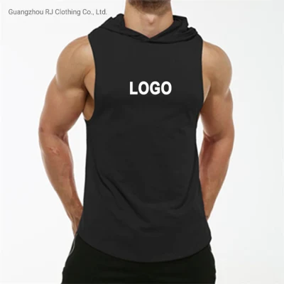 Homens treino com capuz regatas esportivas musculação stringer músculo cortado camiseta masculina sem mangas ginásio hoodies